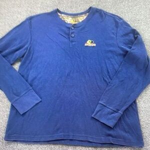 Mossy Oak Men's Long Sleeve Henley in Royal Blue with Yellow Accent